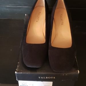 Talbots wedge black suede shoes